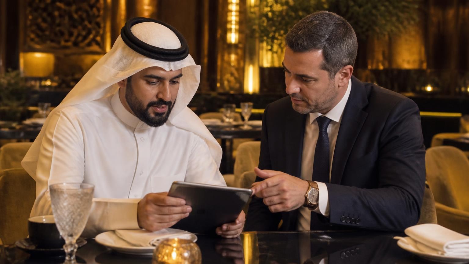 Restaurant consultant meeting a Saudi restaurant owner